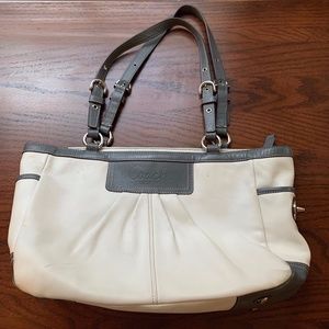 Coach East West Pleated Leather Tote Bag